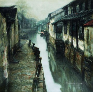 Water Street in Ancient Town Chinese Chen Yifei Oil Paintings